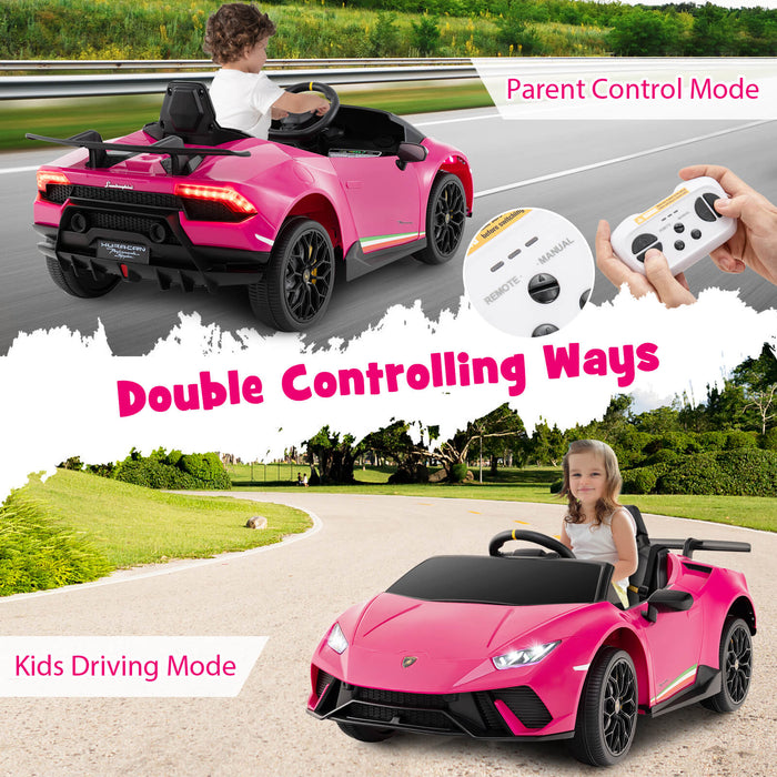12V Kids Ride on Car Lamborghini with Remote Control and LED Lights-White