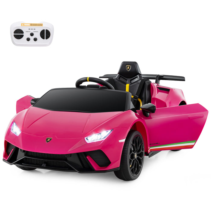 12V Kids Ride on Car Lamborghini with Remote Control and LED Lights-White
