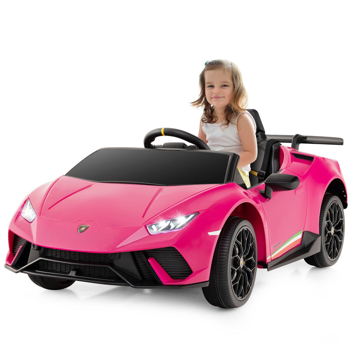 12V Kids Ride on Car Lamborghini with Remote Control and LED Lights-White