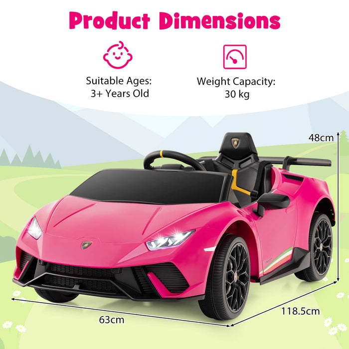 12V Kids Ride on Car Lamborghini with Remote Control and LED Lights-White