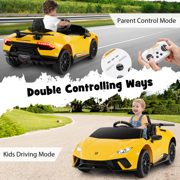 12V Kids Ride on Car Lamborghini with Remote Control and LED Lights-White