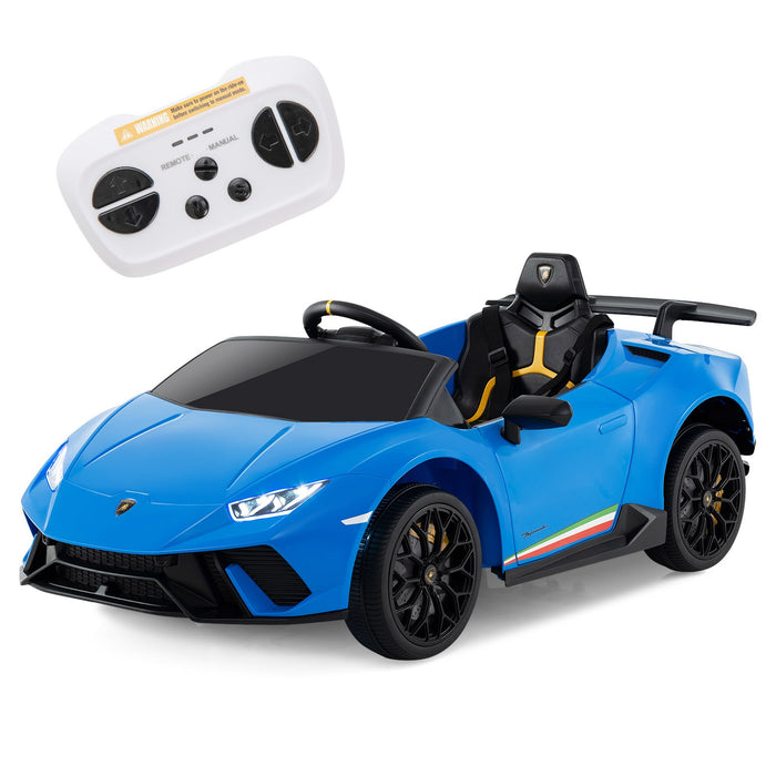 12V Kids Ride on Car Lamborghini with Remote Control and LED Lights-White
