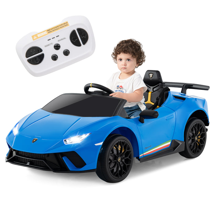 12V Kids Ride on Car Lamborghini with Remote Control and LED Lights-White