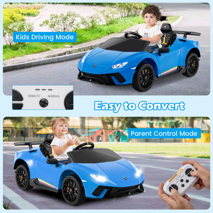 12V Kids Ride on Car Lamborghini with Remote Control and LED Lights-White