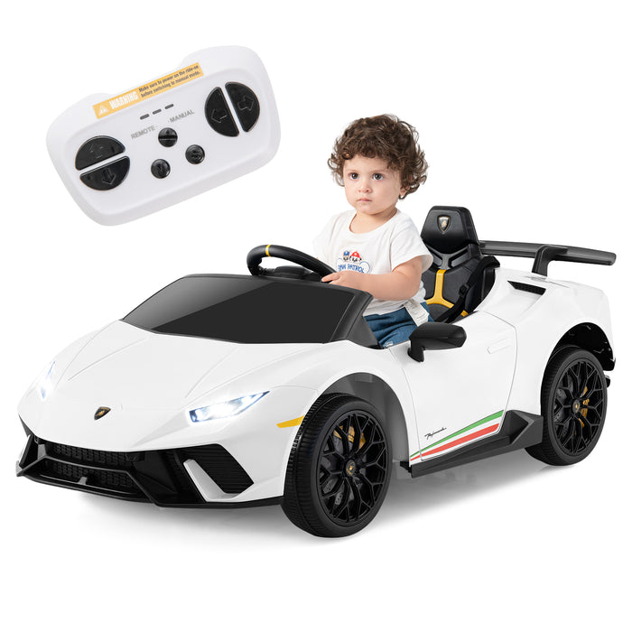 12V Kids Ride on Car Lamborghini with Remote Control and LED Lights-White