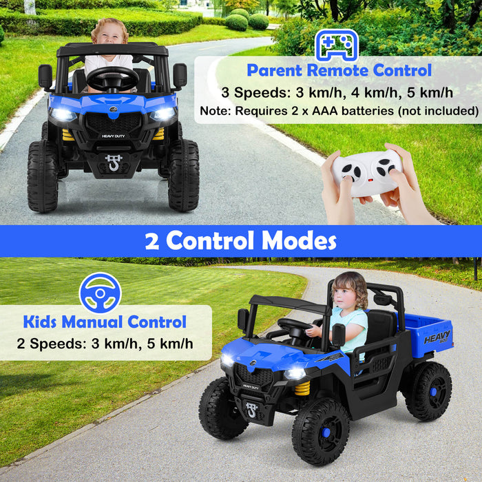 12V Ride on Dump Truck with Electric Dump Bed with Music and Remote Control-
