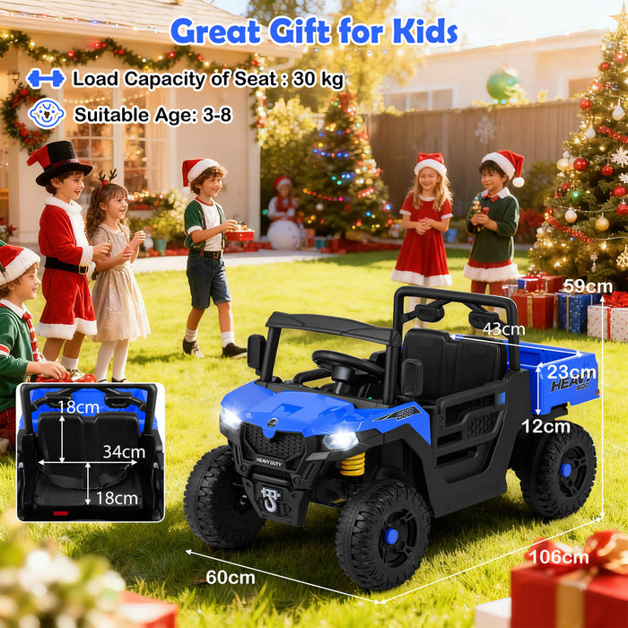 12V Ride on Dump Truck with Electric Dump Bed with Music and Remote Control-