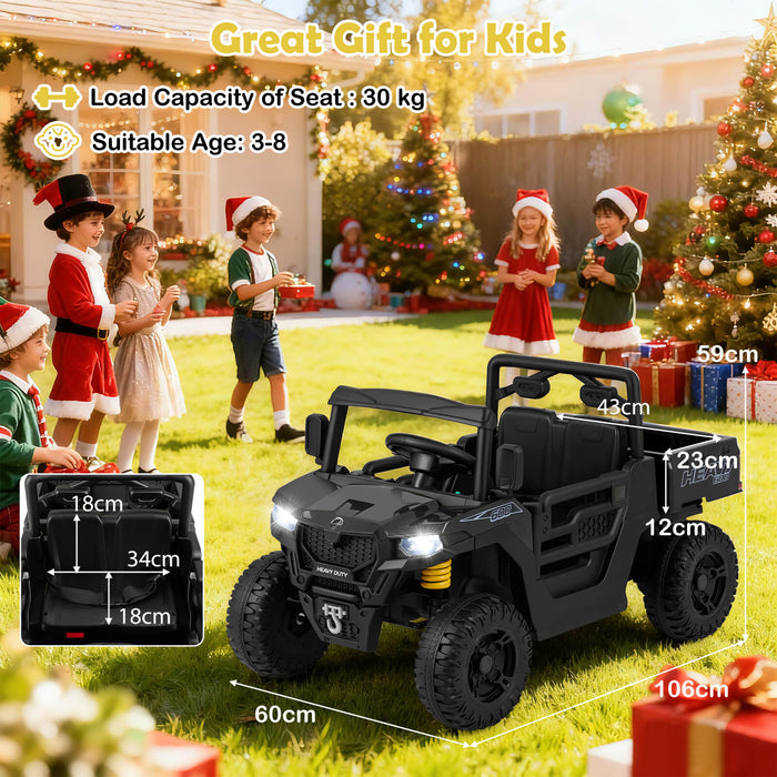 12V Ride on Dump Truck with Electric Dump Bed with Music and Remote Control-