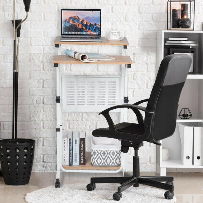 2-In-1 Mobile Lifting Height Adjustable Computer Desk