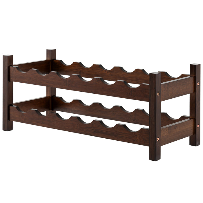 12 Bottle 2-Tier Wine Rack for Kitchen-Natural