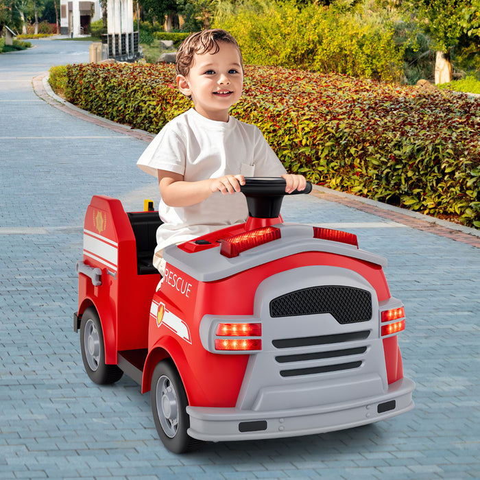 12V Kids Ride on Fire Truck with Shovel and Wrench-