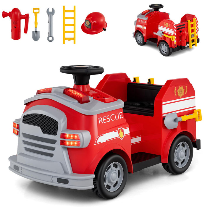 12V Kids Ride on Fire Truck with Shovel and Wrench-