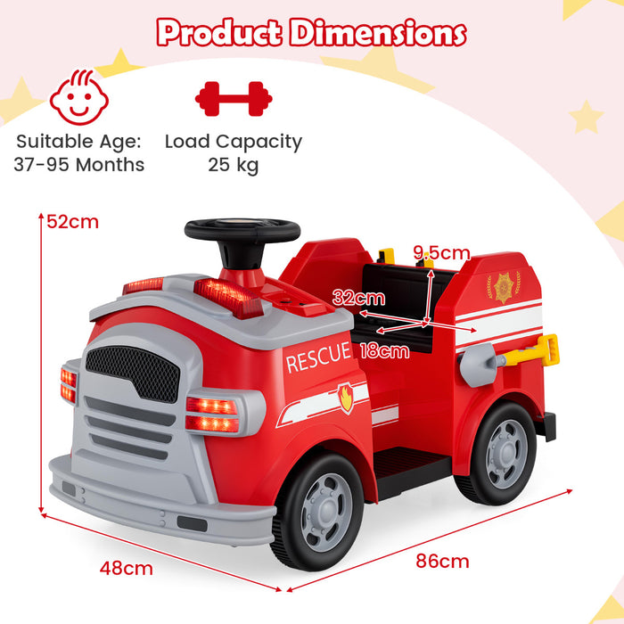 12V Kids Ride on Fire Truck with Shovel and Wrench-