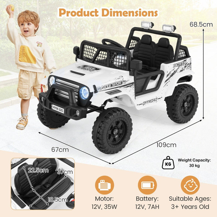12V Kids Ride on Truck Car with Remote Control and LED Lights-Black