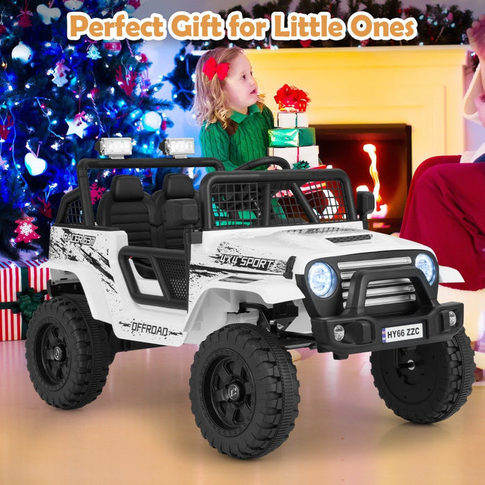12V Kids Ride on Truck Car with Remote Control and LED Lights-Black