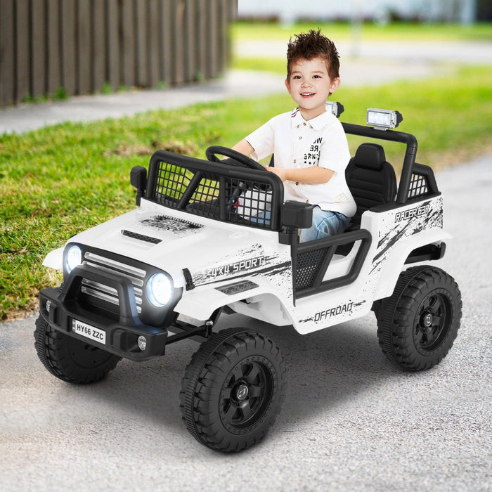 12V Kids Ride on Truck Car with Remote Control and LED Lights-Black
