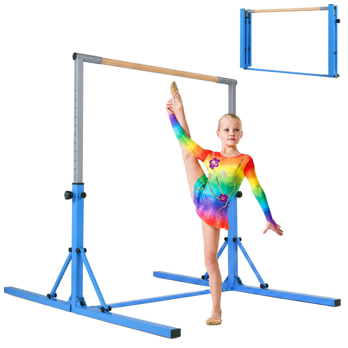 13-Level Adjustable Heights Foldable Gymnastics Bar for Kids-Pink