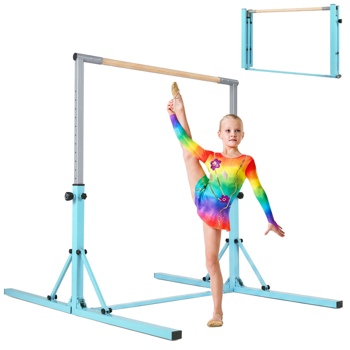 13-Level Adjustable Heights Foldable Gymnastics Bar for Kids-Pink