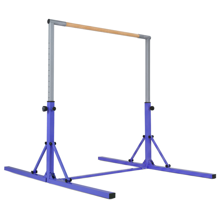 13-Level Adjustable Heights Foldable Gymnastics Bar for Kids-Pink
