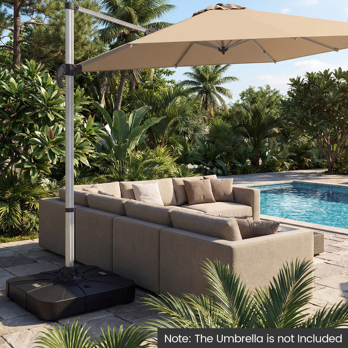 130 kg/170 kg Outdoor Cantilever Umbrella Base with Wheels Heavy-Duty Offset Patio Umbrella Stand-