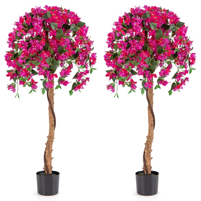 130cm Artificial Azalea Tree with 576 Flowers and 288 Leaves 2 Pack-Red