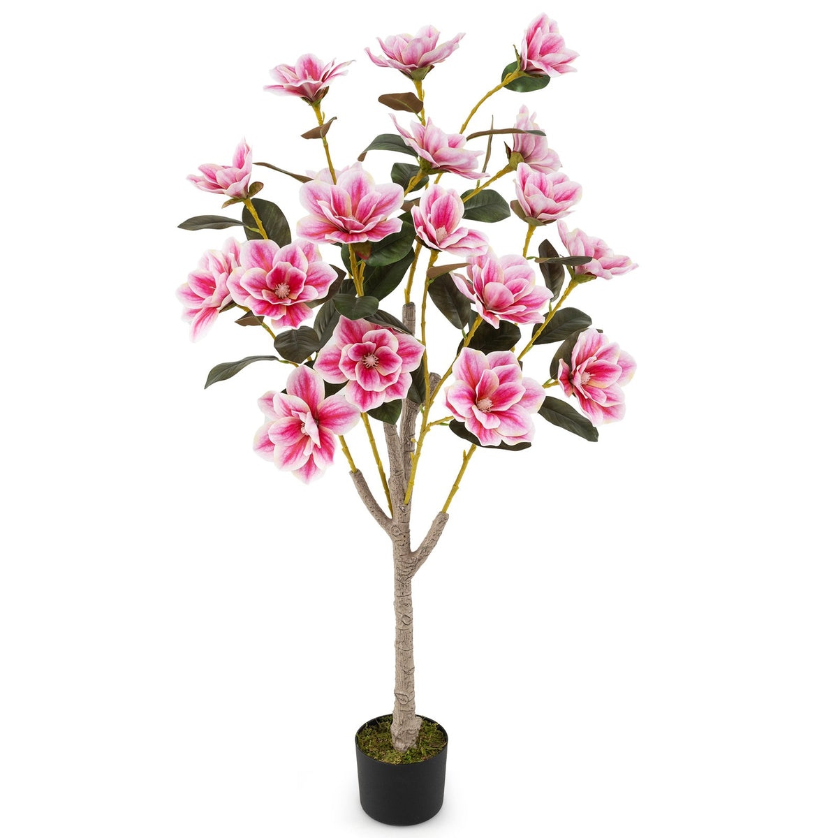 130CM Artificial Magnolia Tree Faux Wedding Flower Plant with Realistic Moss-