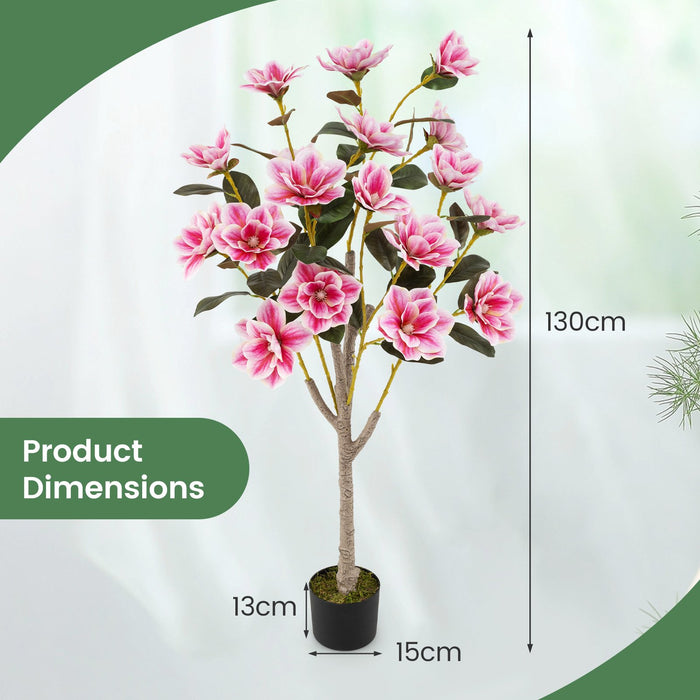 130CM Artificial Magnolia Tree Faux Wedding Flower Plant with Realistic Moss-