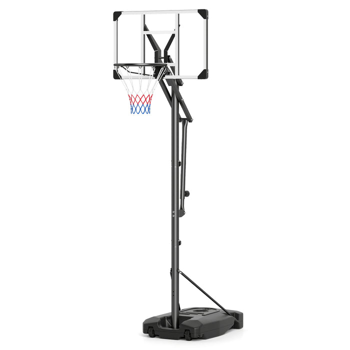 131-263 cm Rim Height Adjustable Basketball Hoop with Shatterproof Backboard Wheels and Weight Bag for Teens