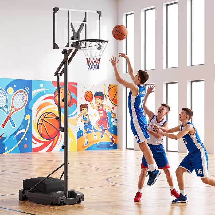 131-263 cm Rim Height Adjustable Basketball Hoop with Shatterproof Backboard Wheels and Weight Bag for Teens