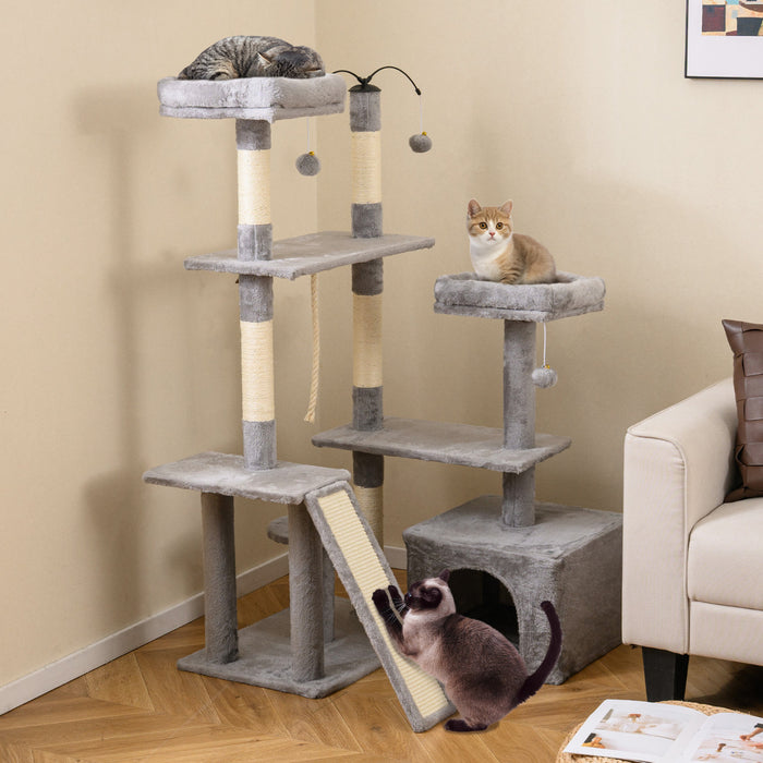 136 CM Tall Cat Tree Tower with Sisal Scratching Posts-