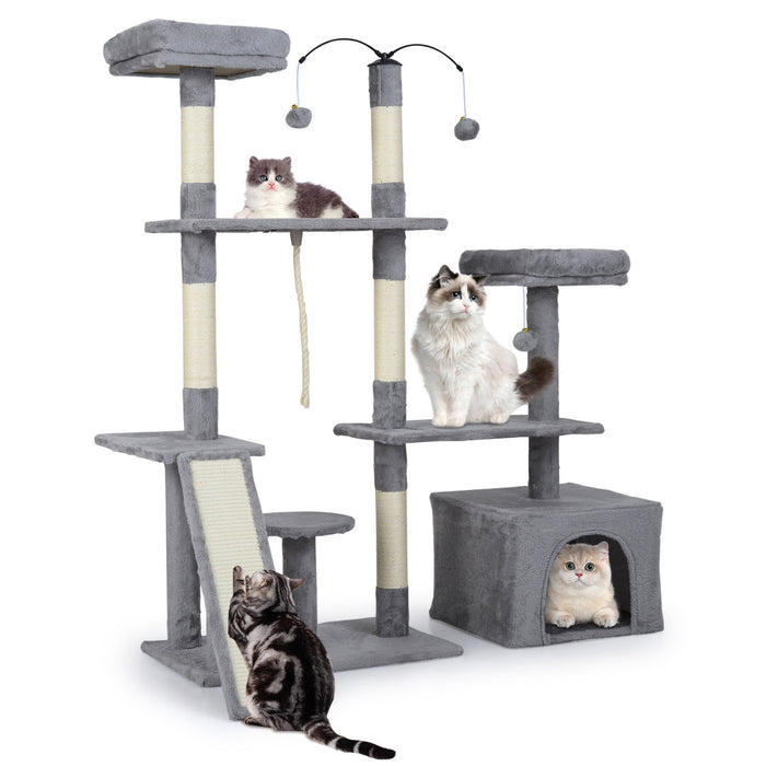 136 CM Tall Cat Tree Tower with Sisal Scratching Posts-