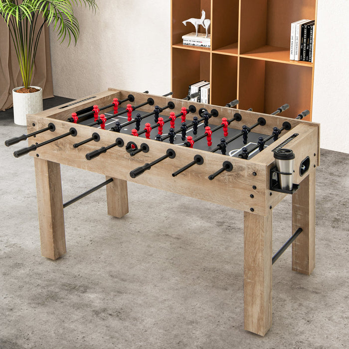 137 cm Full Size Foosball Table with 2 Balls and 2 Foldable Cup Holders-