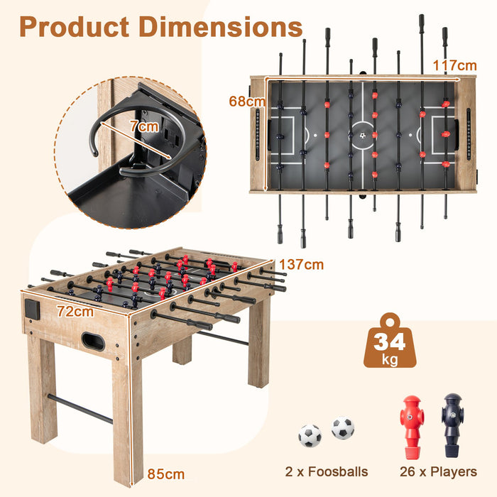 137 cm Full Size Foosball Table with 2 Balls and 2 Foldable Cup Holders-