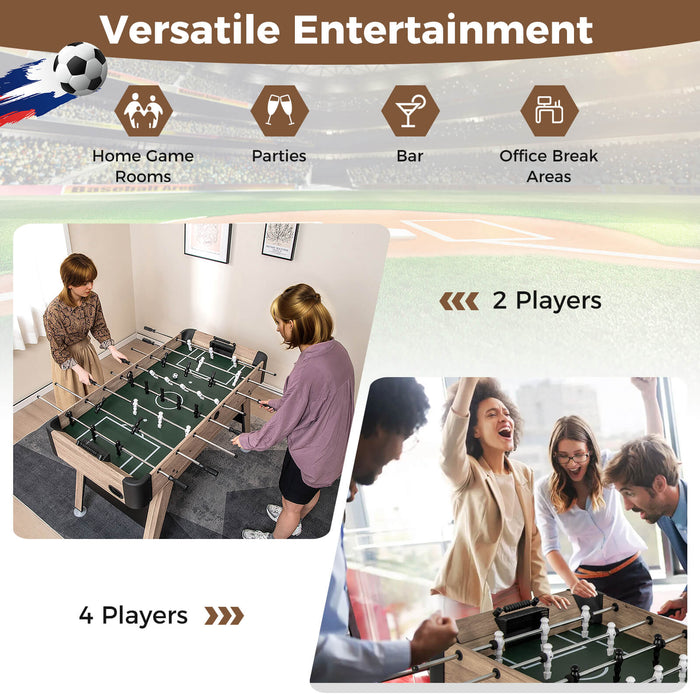 137cm Foosball Table Arcade Soccer Game Table with 2 Balls and 26 Players-