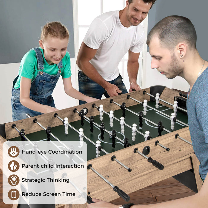 137cm Foosball Table Arcade Soccer Game Table with 2 Balls and 26 Players-