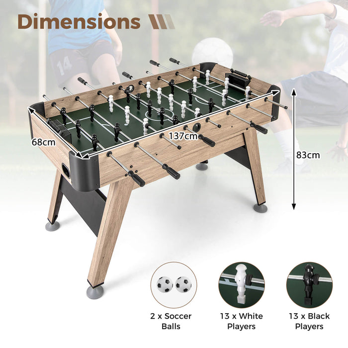 137cm Foosball Table Arcade Soccer Game Table with 2 Balls and 26 Players-