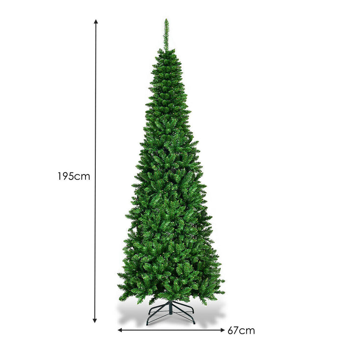 Artificial Pencil Christmas Tree with LED Lights in 3 Sizes-7.5FT
