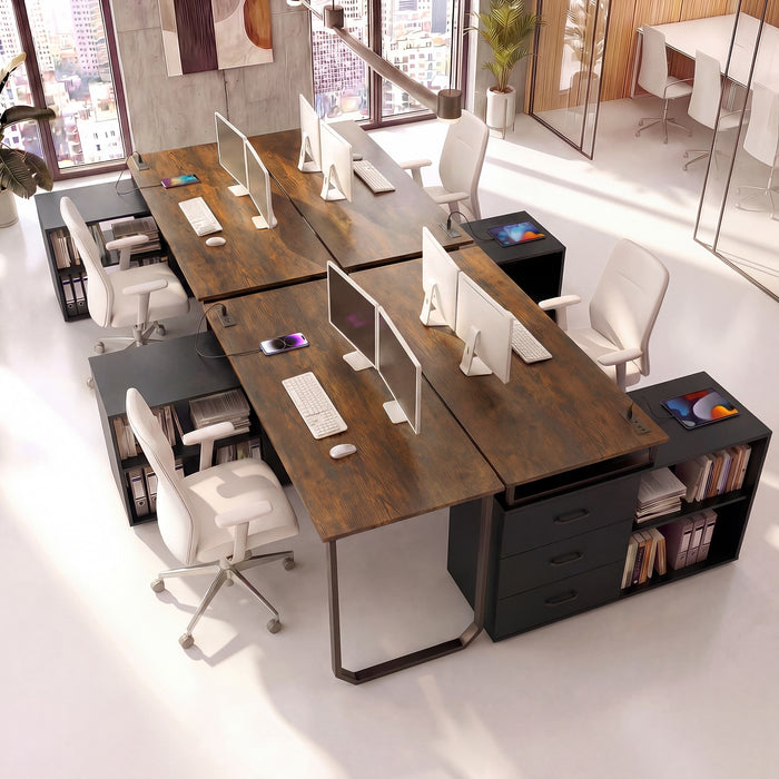 140 cm Reversible L Shaped Desk with 3 Drawers Home Office Desk-