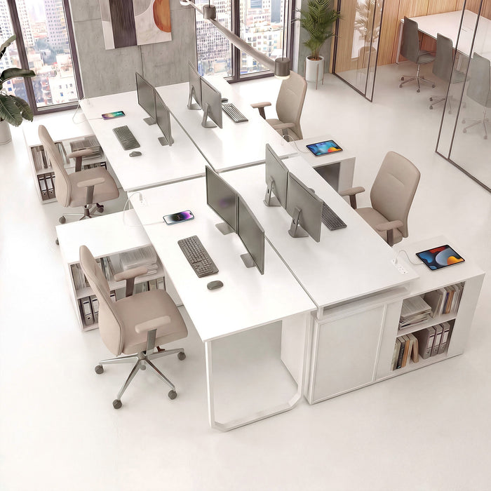140 cm Reversible L Shaped Desk with 3 Drawers Home Office Desk-