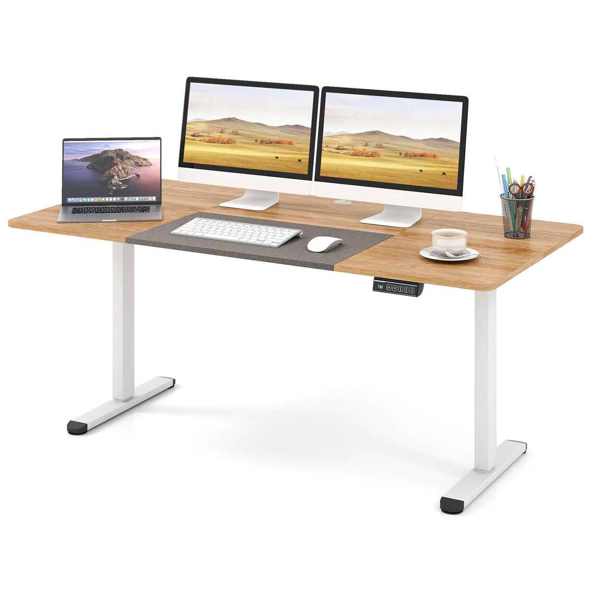 140 x 70 cm Height Adjustable Electric Standing Desk with Anti-Collision Design-