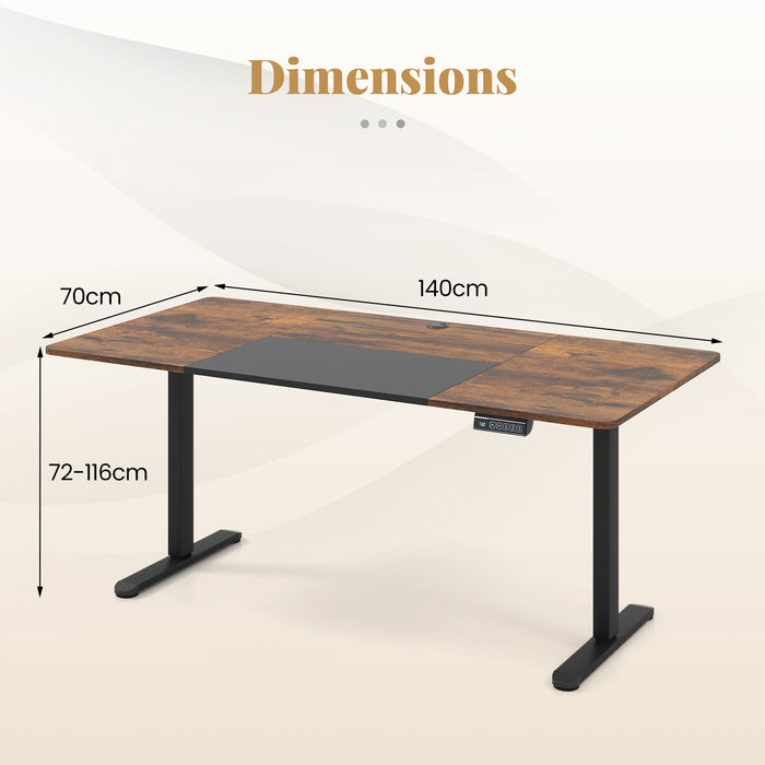 140 x 70 cm Height Adjustable Electric Standing Desk with Anti-Collision Design-
