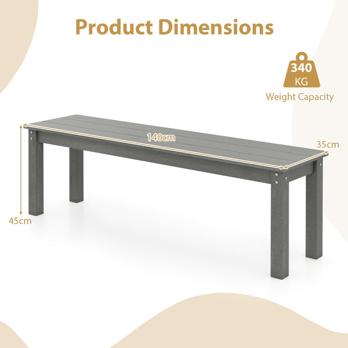 140CM HDPE Outdoor Bench Backless Patio Garden Bench for 2-3 People-
