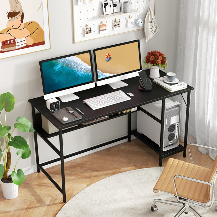 140 x 60 CM Computer Desk with Charging Station Home Office PC Desk with 4 Power Outlets and 2 USB Ports-