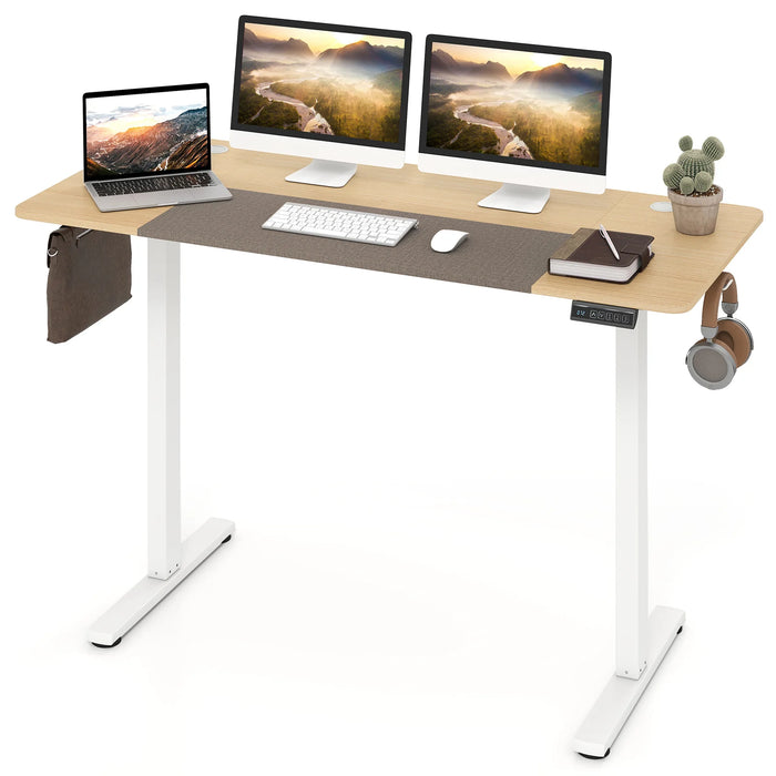 140x60 CM Electric Standing Desk with 3 Memory Heights & LED Panel for Home Office-Rustic Brown