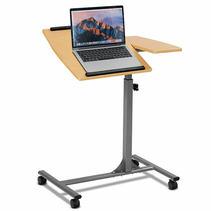 Rolling Mobile Laptop Desk - Height Adjustable, Tilting Design - Ideal for Work from Home or Office Use