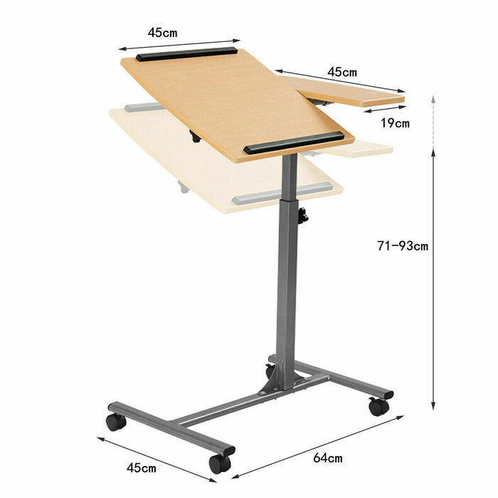 Rolling Mobile Laptop Desk - Height Adjustable, Tilting Design - Ideal for Work from Home or Office Use
