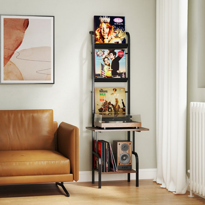 144cm Tall Record Player Stand&nbsp;with Vinyl Storage for Living Room Bedroom-