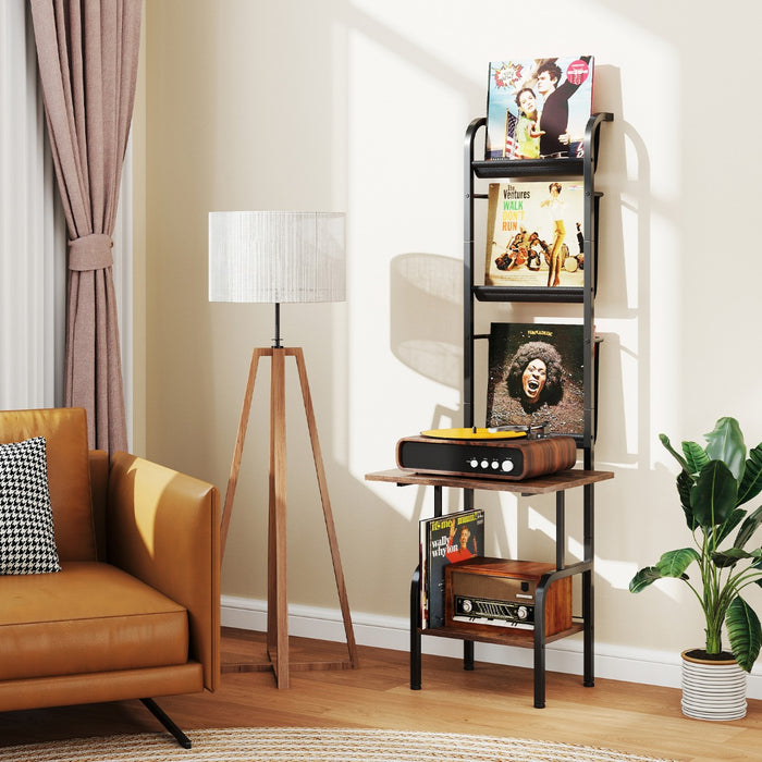 144cm Tall Record Player Stand&nbsp;with Vinyl Storage for Living Room Bedroom-