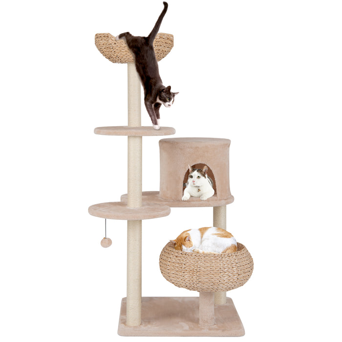 146 cm Cat Tree with Sisal Scratching Posts and Perch-