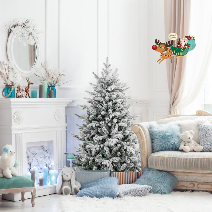 147/186 Flocked Christmas Tree with 8 Lighting Modes-